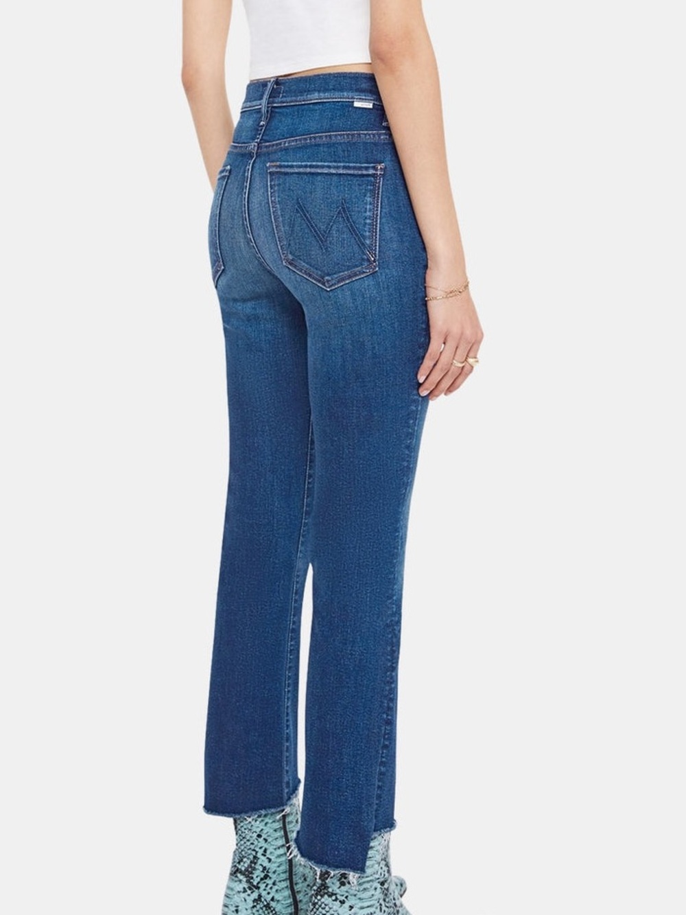 Mother The Insider Crop Step Fray Teaming Up Dark Wash 25 Straight Leg